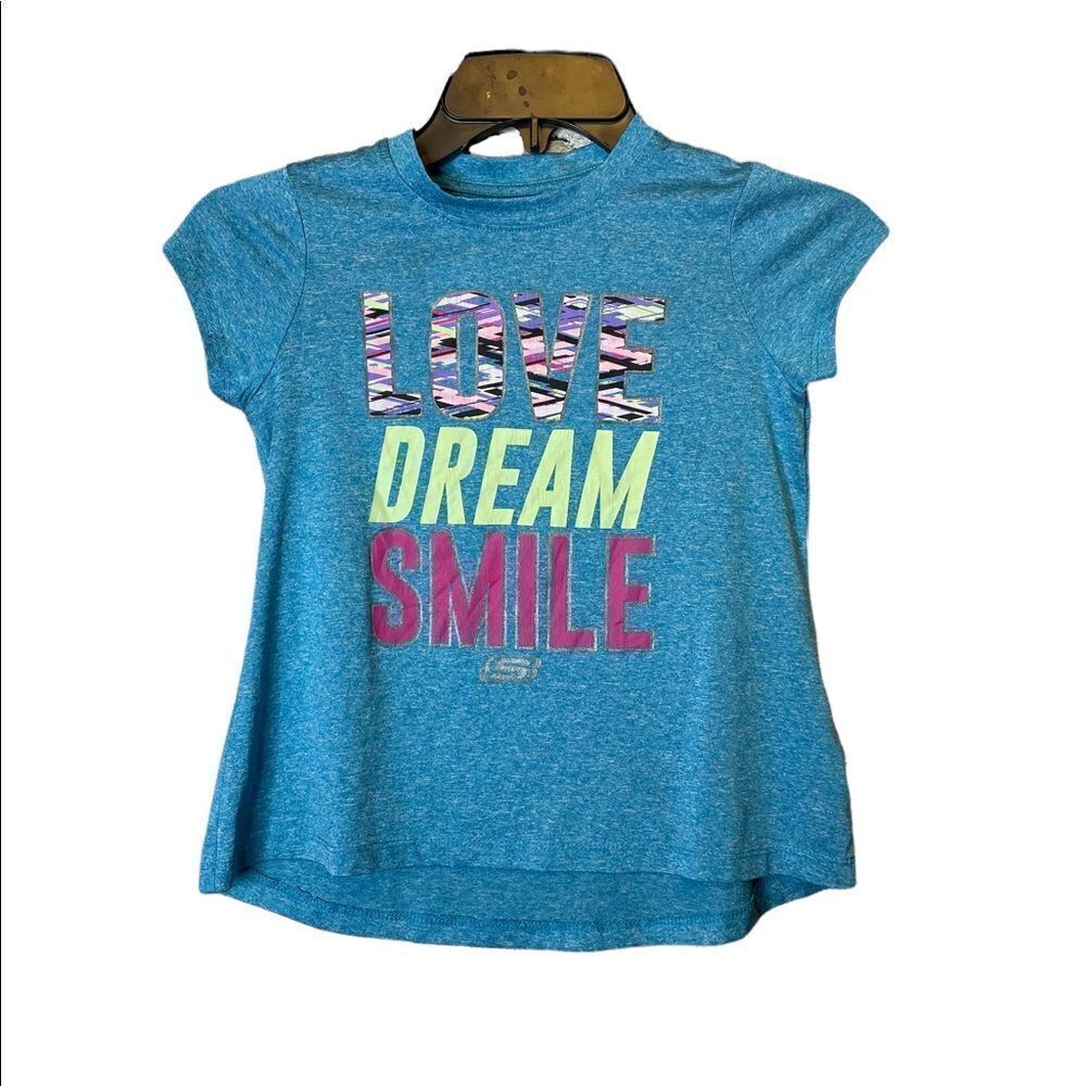 5 for $25🔥Sketcher Active "Love Dream Smile" Blue T-Shirt‎ Size 7/8